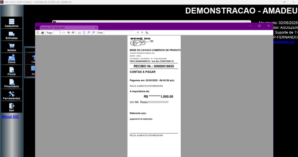 Comprovante de pagamento PDF