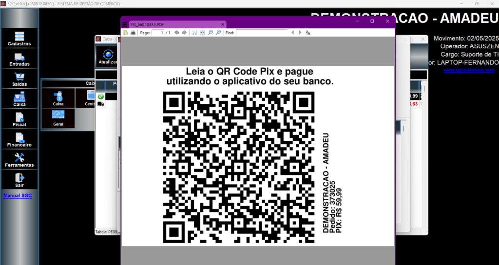 QR Code PIX gerado