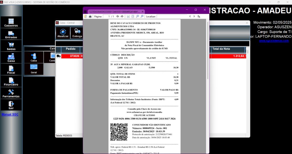 DANFE NFC-e gerado