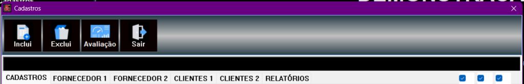 Abas do cadastro de clientes