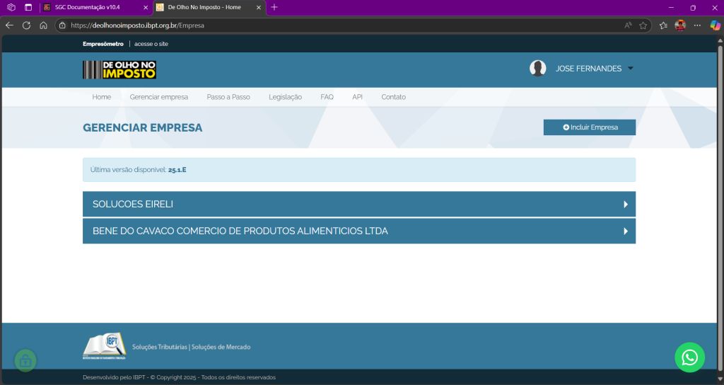 Gerenciar empresas IBPT