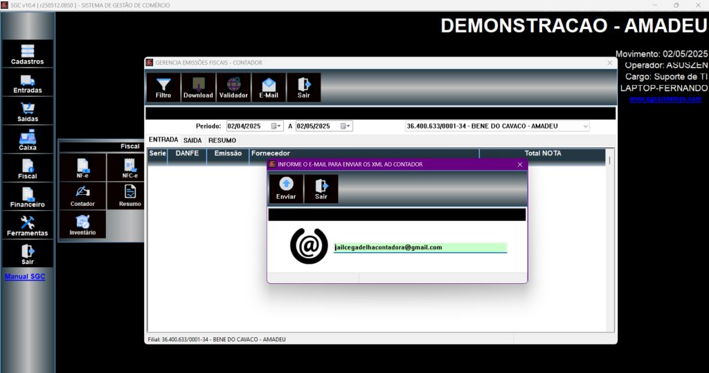 Envio por e-mail