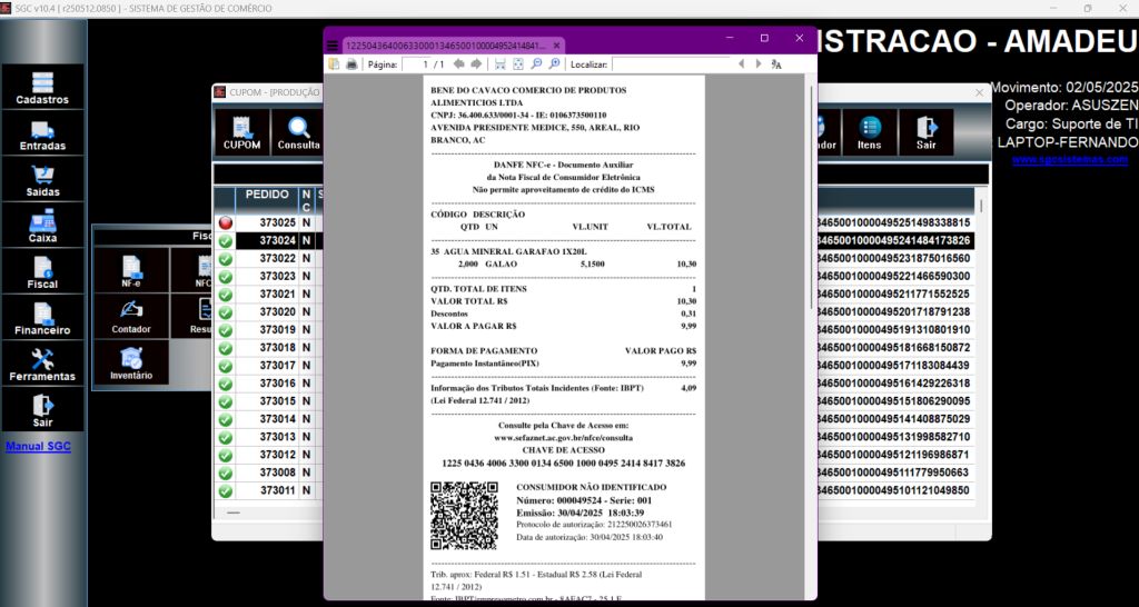 Impressão de NFC-e