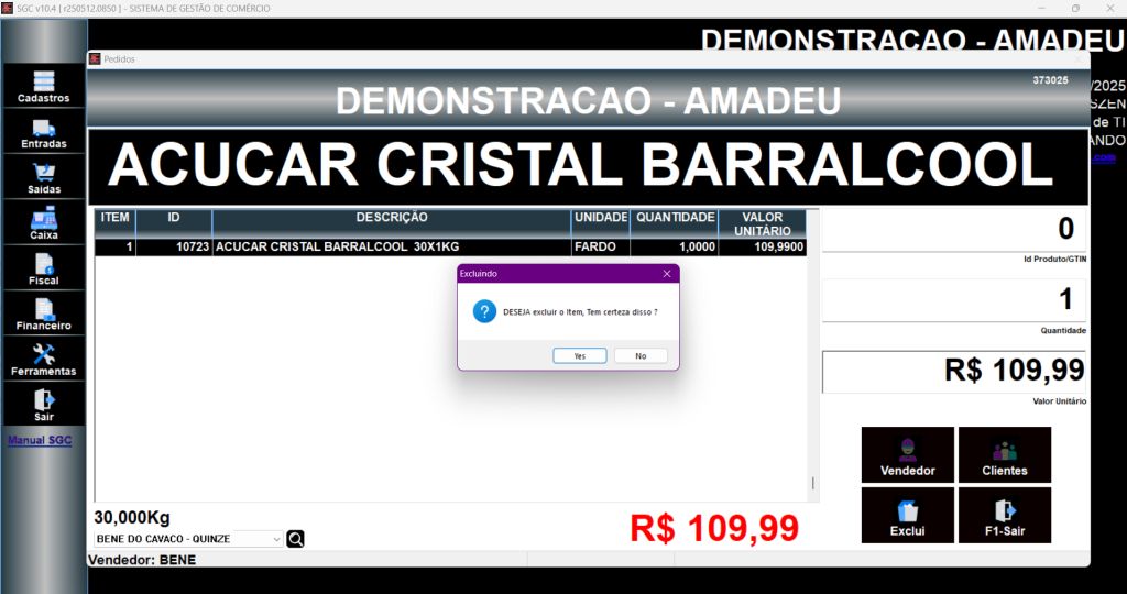 Confirmação de Exclusão de Item